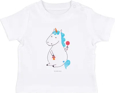 Produktbild von Mr. & Mrs. Panda  T-Shirt Einhorn Baby 6. - 12. Monat - Weiß - Geschenk, Shirt, Organic, Geburtstag, Mutter, Party, Unicorn, Babyshirt, Kinder