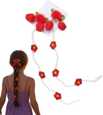 Produktbild von Haarklammer, ein Paar Blumen-Stylingstäbe, geflochtene Blumen-Haarkette für Mädchen, Teenager, Frauen, Freundinnen und Schwestern sowie für Schule, Reisen und Kostüme