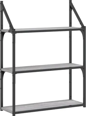 Produktbild von Wandregal 3 Fächer Grau Sonoma 60x21x78,5 cm Holzwerkstoff