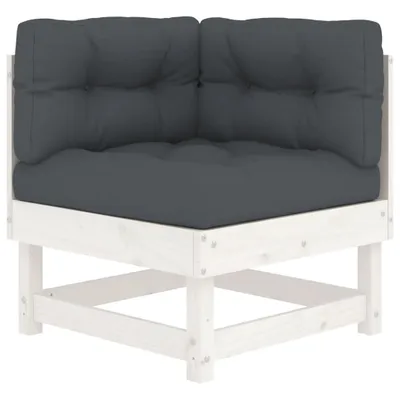 Image de vidaXL Canapé d'angle avec coussins Blanc pin massif