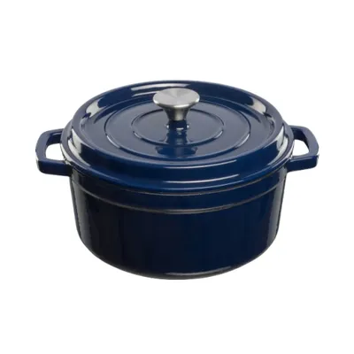 Image de Marmite en fonte Grand Feu, design minimaliste "Casserole" avec couvercle, 4.7l, couleur bleu foncé. | GRAND FEU