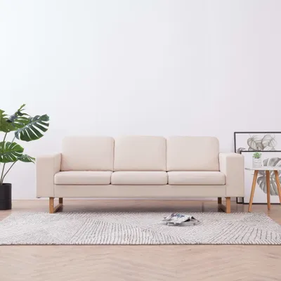 Produktbild von vidaXL Třímístná pohovka Fabric Cream White