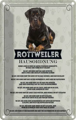 Produktbild von vianmo Blechschild 18x12 cm Tiere Rottweiler Hausordnung Hunde Hund
