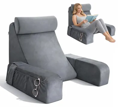 Immagine prodotto di Solidchoice - Cuscino da lettura per adulti con braccioli removibili e portabibite
