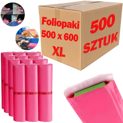 Zdjęcie produktu dla Foliopaki Kurierskie Różowe XL 500x600mm - 500 szt., Obraz wygenerowany przez AI
