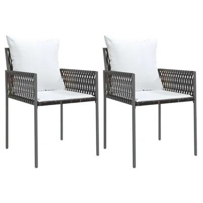 Produktbild von vidaXL Gartenstühle mit Kissen 2 Stk. Braun 54x61x83 cm Poly Rattan