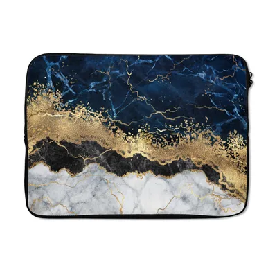 Produktbild von MuchoWow® Laptop Hülle 14 ZollMarmor - Weiß - Gold - Luxus Laptoptasche - Laptoptasche - Stoßsicher - Schutzhaube