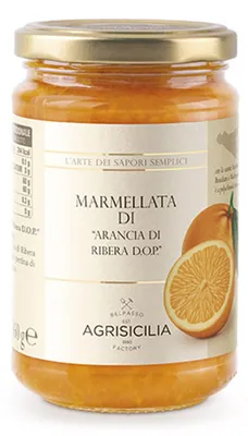 Produktbild von Orangenschalenmarmelade mit Orangenschalenstücken 360g - Agrisicilia