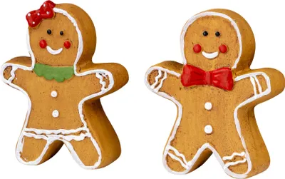 Produktbild von 2er Set Lebkuchen Deko Keramik Figur Braun Weihnachtsdeko Tischdeko Weihnachten