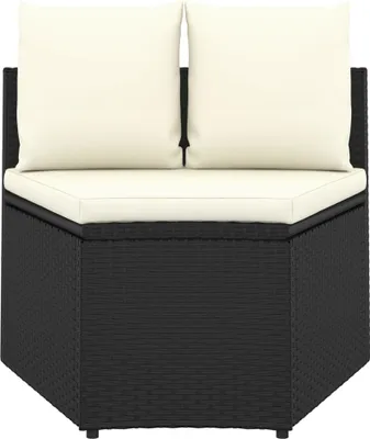 Image de vidaXL Ensemble de salon de jardin 2 pièces avec coussins Poly rotin noir