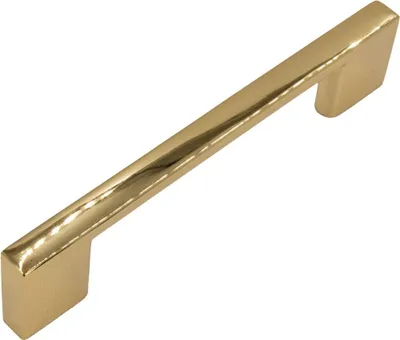 Produktbild von Möbelgriff Svelto in Goldchrom, 96 mm, eleganter Aluminium-Hebel für Schrank und Schublade, glänzende Oberfläche, hochwertige Verarbeitung