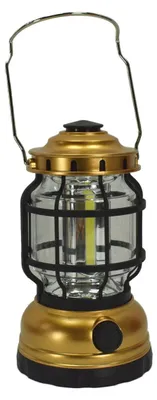 Produktbild von Campinglaterne dimmbar Ø 102 x 180 mm 3 COB LED Zeltlampe Gold oder Silber, Farbe:gold