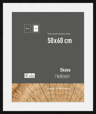 Produktbild von nielsen Holz Bilderrahmen Skava Schwarz, 50,0 x 60,0 cm - mit Passepartout 40x50 cm