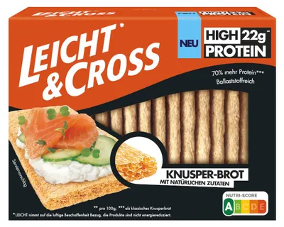 Zdjęcie produktu dla Lekki, chrupiący chleb typu "cross", o wysokiej zawartości białka, puszysty i chrupiący, 115g