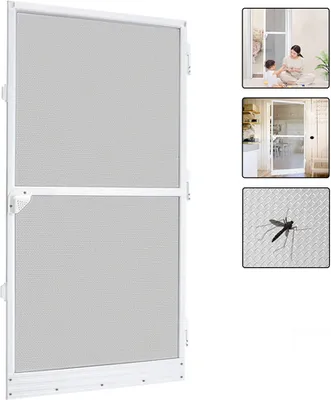Produktbild von YUENFONG moskitiera do maks. 95 x 210 cm do drzwi z siatką z włókna szklanego, drzwi moskitiery 100 x 210 cm z aluminiową ramą w kolorze białym