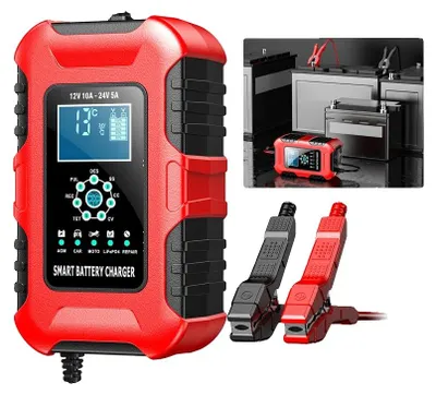 Productafbeelding van Batterijlader, 7-staps automatische laadfunctie, compatibel met verschillende batterijtypes, 12/24V