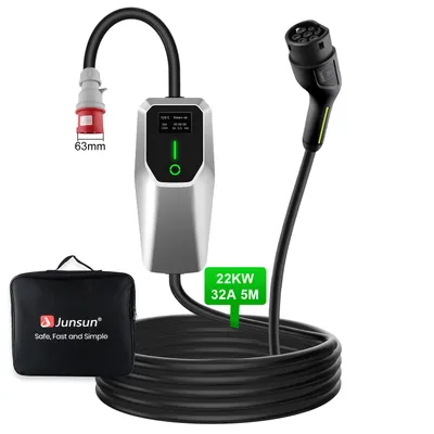 Image de Chargeur EV Junsun 22kW 5m Câble Type 2 Triphasé 6-32A