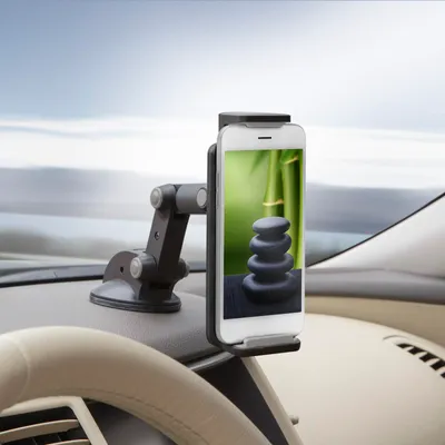 Produktbild von Universelle Kfz-Handyhalterung – 3-fach verstellbarer Arm – 360° drehbarer Kopf – Saugnapf mit Nanotechnologie – Geeignet für Handys, GPS-Geräte und Tablets (12–18 cm) – Grau [55029GY]