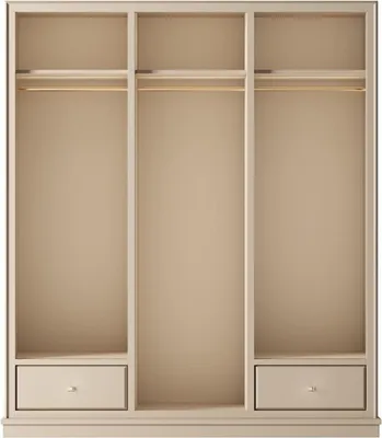 Produktbild von Casa Padrino Luxus Kleiderschrank Beige 200 x 60 x H. 200 cm - Offener Schlafzimmer Schrank - Schlafzimmer Möbel - Hotel Möbel - Schlafzimmer Einrichtung - Luxus Möbel - Luxus Einrichtung