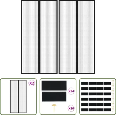 Produktbild von The Living Store Fliegengitter-Türvorhänge 2 Stk. Magnet Schwarz 220x100 cm
