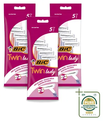 Obrázok produktu pre 3 x Jednorázové holiace strojčeky Bic Twin Lady s dvojitou čepeľou - balenie s 3 kusmi