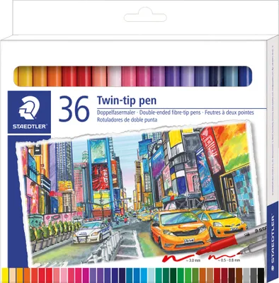 Obrázok produktu pre STAEDTLER Penové perá s dvojitým vláknovým hrotom 36 kusov