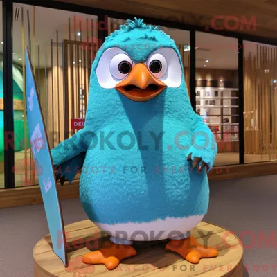 Produktbild von Türkisfarbenes REDBROKOLY Pinguin-Maskottchenkostüm mit Boardshorts und Haarnadeln