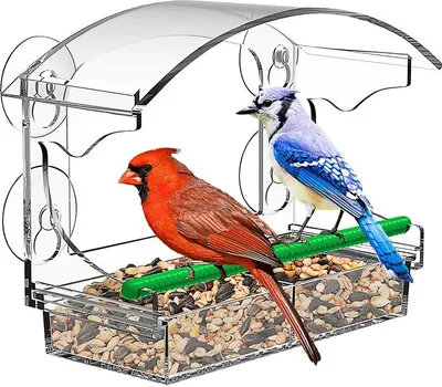Produktbild von Vogelfutterhaus für Fenster,Futterhäuschen,mit 4 extra starken Saugnäpfen,abnehmbares Tablett,Vogelhäuschen zum Beobachten von Wildvögeln draußen