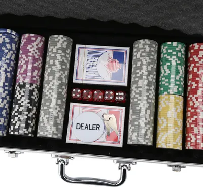 Produktbild von Faziango 300 Pokerchips Spiel Pokerset Pokerkoffer Set mit Schloss – 11,5g Profi Jetons, abschließbarer Alu-Koffer Silber