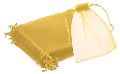 Obrázek produktu pro Organzové sáčky 15 x 20 cm - Průhledné sáčky se šňůrkou pro dárky a šperky - Sada 25 kusů (zlatá barva)