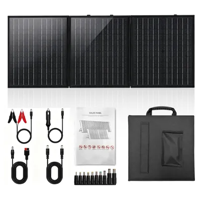 Produktbild von 100W Solarpanel Faltbar 18V Monokristallin, 3-teiliges Solarmodul mit USB-A, USB-C, DC & Anderson-Kabel für Powerstation, Camping, Wohnmobil