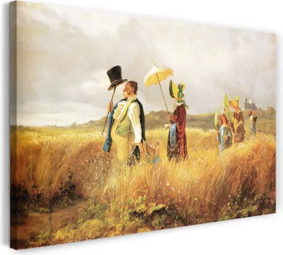 Produktbild von Leinwandbild (80x60cm): Carl Spitzweg - Sonntagsspaziergang, echter Holz-Keilrahmen inkl. Aufhänger, handgefertigt in Deutschland