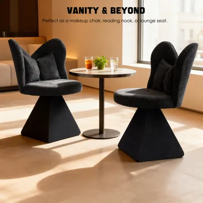 Image de OKWISH Chaise Papillon - Pivotante avec Assise Rembourrée, Confort Durable et Base Stable pour Coiffeuse ou Bureau - Noir