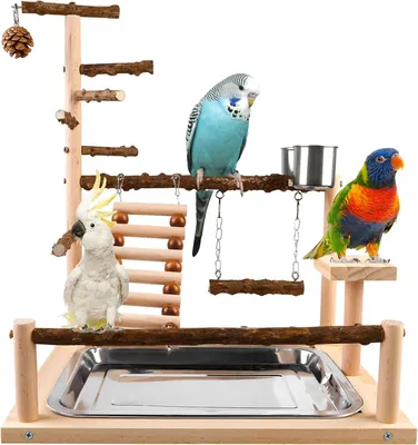 Produktbild von Papageienspielbereich (45x37x26 cm) mit Futternapf und Tablett, Aktivit?tsst?nder