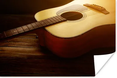 Produktbild von MuchoWow® Poster Sonnenstrahlen auf einer akustischen Gitarre 90x60 cm - Schlafzimmer