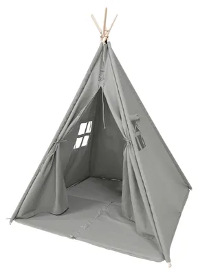 Produktbild von Graues Teepee-Zelt für Kinder mit Kissen