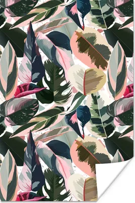 Produktbild von MuchoWow® Poster Tropisch - Rosa - Blätter 120x180 cm - Kunstposter