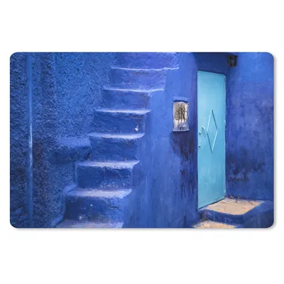 Produktbild von MuchoWow® Mauspad Mousepad Architektur - Blau - Treppe - Tür 27x18 cm - Mousepads - Maus Mat - Pad - Mausunterlage - Büroartikel - Desk Matten