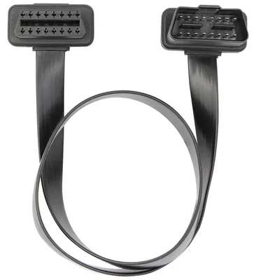 Obrázek produktu pro Prodlužovací kabel OBD2 Techstar 16 pinů Samice-Samec, 60 cm, plochý kabel, J1962 Typ A 12V, s přímým propojením 1:1