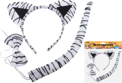 Produktbild von Karneval-Set – Stirnband Kuh/weißer Tiger