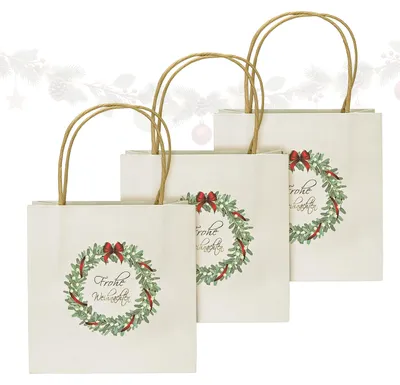 Produktbild von Geschenktüte Weihnachten Mistelkranz 3er Set – Frohe Weihnachten