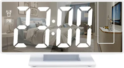 Produktbild von Digitaler Wecker, Projektionswecker für Tiefschläfer, Digitaluhr fürs Schlafzimmer mit großem LED-Display, 12/24-Stunden-Anzeige, USB-Ladeanschluss, Schlummerfunktion, Speicherfunktion, Helligkeit einstellbar,White-White