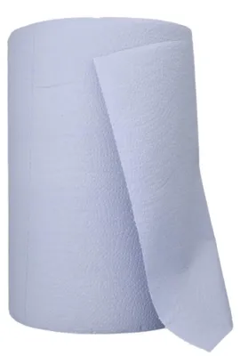 Produktbild von 2 Putzrollen, 3-lagig Ø 24 cm · 167,5 m x 35,8 cm blau perforiert, 500 Abrisse, Blatt 35,8 x 33,5cm