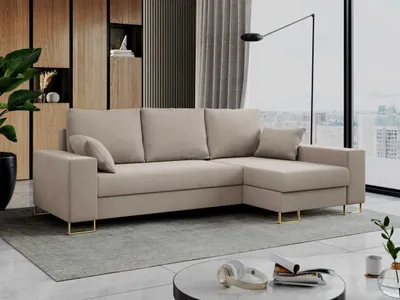Produktbild von Ecksofa, Bettsofa, L-Form Couch mit Bettkasten - DORIAN-L - Hellbraun