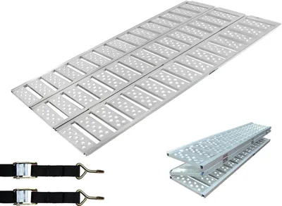 Produktbild von DREIBREIT by TRUTZHOLM 3-fach Auffahrrampe klappbar 215cm Tragkraft 1020kg Alu silber gelocht gerillt Verladerampe Rampe