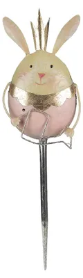 Productafbeelding van Clayre & Eef Tuindecoratie, konijn, 17x8x59 cm, rozebeige, metaal