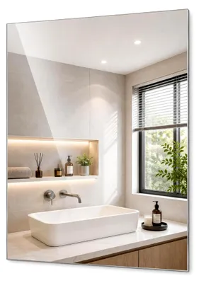 Produktbild von Kristallspiegel 50x70 cm – Rahmenloser Wandspiegel für Bad und Wohnräume – Rechteckiger Spiegel mit geschliffenen Kanten – Ideal für Badezimmer, Flur und Schlafzimmer – Hergestellt in Deutschland