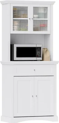 Obrázek produktu pro Kuchyňská skříňka - Vysoká - S 1 zásuvkou a 4 dvířky - Nastavitelné police - Nosnost 50 kg - Rozměry 79x40x180 cm - Bílá