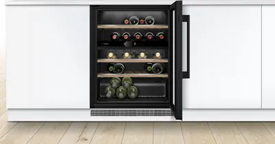 Obrázok produktu pre Bosch Serie 6 KUW21AHG0, Vstavaný, 44 fľaša/fľaše, 60 W, G, Vnútorné osvetlenie, Čierna