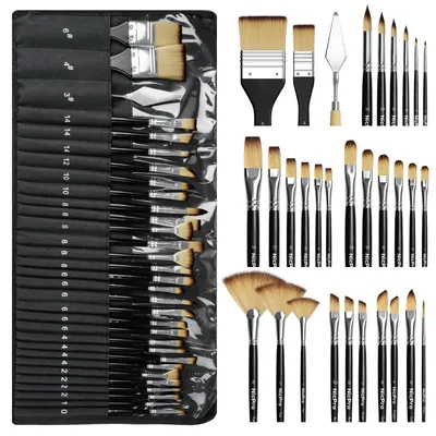Image de Jeu de pinceaux professionnels comprenant 30 pièces et une spatule à couleur